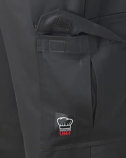 Quần Bếp Cargo Winco UNF-11KL - Lưng Thun Dây Rút, Poly/Cotton, Đen, Size L