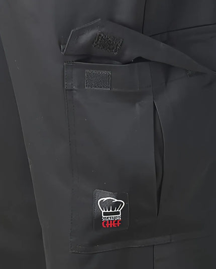 Quần Bếp Cargo Winco UNF-11KS - Lưng Thun Dây Rút, Poly/Cotton, Đen, Size S