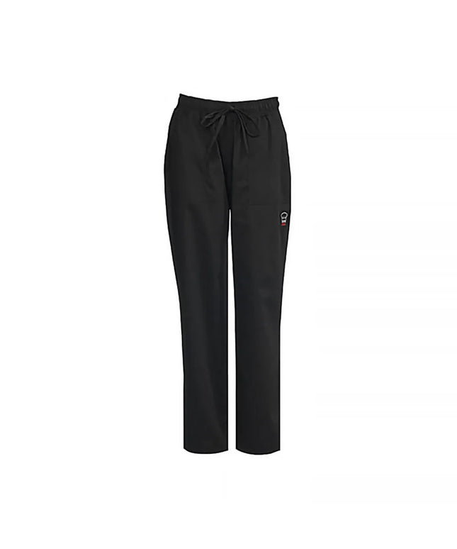 Quần Đầu Bếp Nữ Briley Winco UNF-8KL Lưng Thun & Dây Rút - Poly/Cotton, Đen, Cỡ Lớn