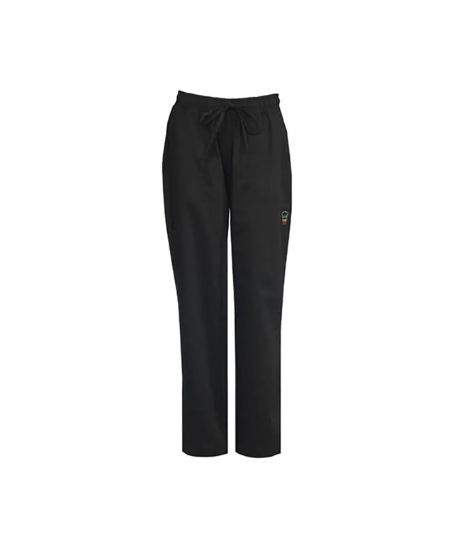 Quần Đầu Bếp Nữ Briley Winco UNF-8KS Lưng Thun & Dây Rút - Poly/Cotton, Đen, Cỡ Nhỏ
