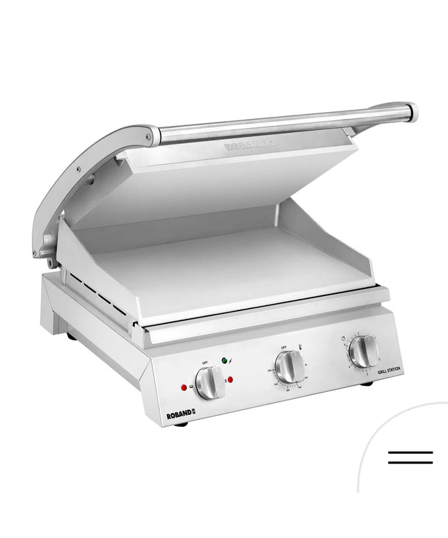 ROBAND | Commercial Contact Grill - Heavy Duty Panini Press PREMIUM – 375×275 mm – 2.25 kW – Smooth Top & Bottom Plates