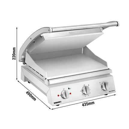 ROBAND | Commercial Contact Grill - Heavy Duty Panini Press PREMIUM – 375×275 mm – 2.25 kW – Smooth Top & Bottom Plates