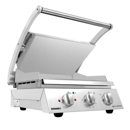 ROBAND | Commercial Contact Grill - Heavy Duty Panini Press PREMIUM – 375×275 mm – 2.25 kW – Smooth Top & Bottom Plates