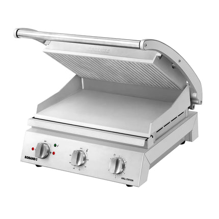 ROBAND | Commercial Contact Grill - Heavy Duty Panini Press PREMIUM – 375×275 mm – 2.25 kW – Ribbed Top & Smooth Bottom Plates