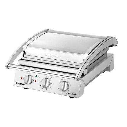 ROBAND | Commercial Contact Grill - Heavy Duty Panini Press PREMIUM – 375×275 mm – 2.25 kW – Smooth Top & Bottom Plates