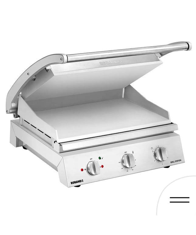 ROBAND | Commercial Contact Grill - Heavy Duty Panini Press PREMIUM – 560×275 mm – 3.12 kW – Smooth Top & Bottom Plates