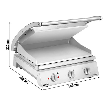 ROBAND | Commercial Contact Grill - Heavy Duty Panini Press PREMIUM – 560×275 mm – 3.12 kW – Smooth Top & Bottom Plates