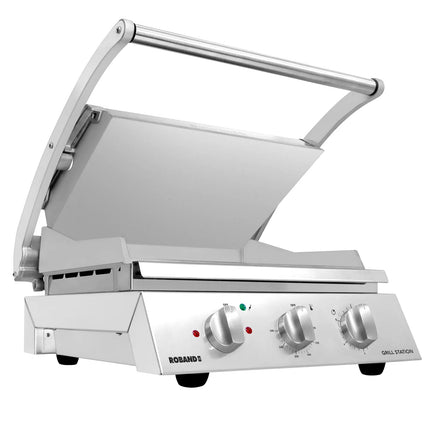 ROBAND | Commercial Contact Grill - Heavy Duty Panini Press PREMIUM – 560×275 mm – 3.12 kW – Smooth Top & Bottom Plates