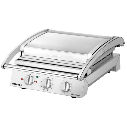 ROBAND | Commercial Contact Grill - Heavy Duty Panini Press PREMIUM – 560×275 mm – 3.12 kW – Ribbed Top & Smooth Bottom Plates