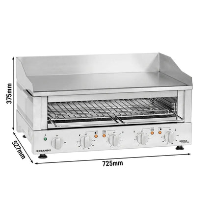 ROBAND | Electric Griddle Toaster & Salamander Grill - 700 mm - 5.9 kW 400V - 2-Zone - 80-280 °C