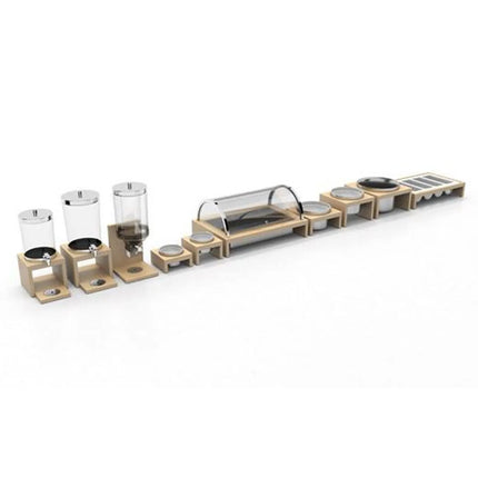 Roll-top Display Set - GGM Gastro BRIDGE - GN 1/1 - Acrylic - 635x425mm - Height: 310mm - incl. wooden frame, plastic container, melamine tray, cooling pack & roll-top lid