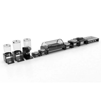 Roll-top Display Set - GGM Gastro BRIDGE - GN 1/1 - Acrylic - 635x425mm - Height: 310mm - incl. wooden frame, plastic container, melamine tray, ice pack & roll-top lid