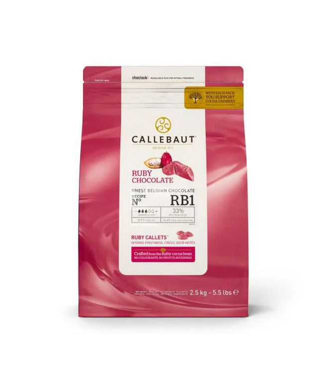 Socola Ruby Bỉ Callebaut® Tan Chảy Sephra CHR-R36RB12-US-U75-C Sẵn Dùng Cho Máy Phun, Túi 2.49 kg