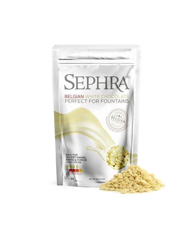 Socola Trắng Couverture Bỉ Fondue Sephra 20003 Sẵn Dùng Cho Máy Phun, Túi 0.91 kg