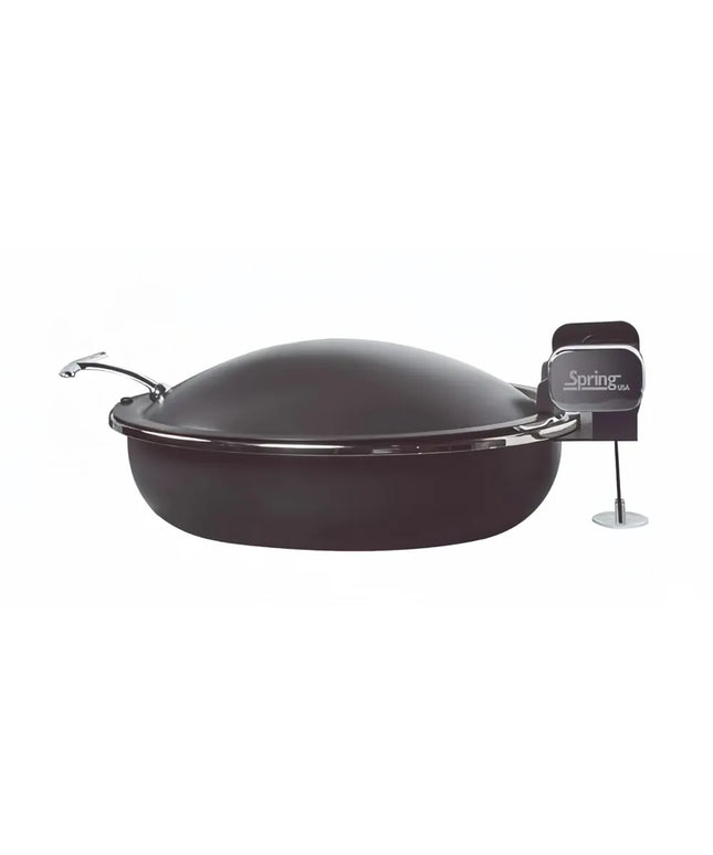 Spring USA 2382-8/36 15 1/4" Steel Sauteuse Pan Chafing Dish - Induction Ready, Titanium w/ Chrome Accents