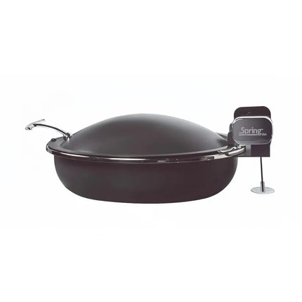 Spring USA 2382-8/36 15 1/4" Steel Sauteuse Pan Chafing Dish - Induction Ready, Titanium w/ Chrome Accents