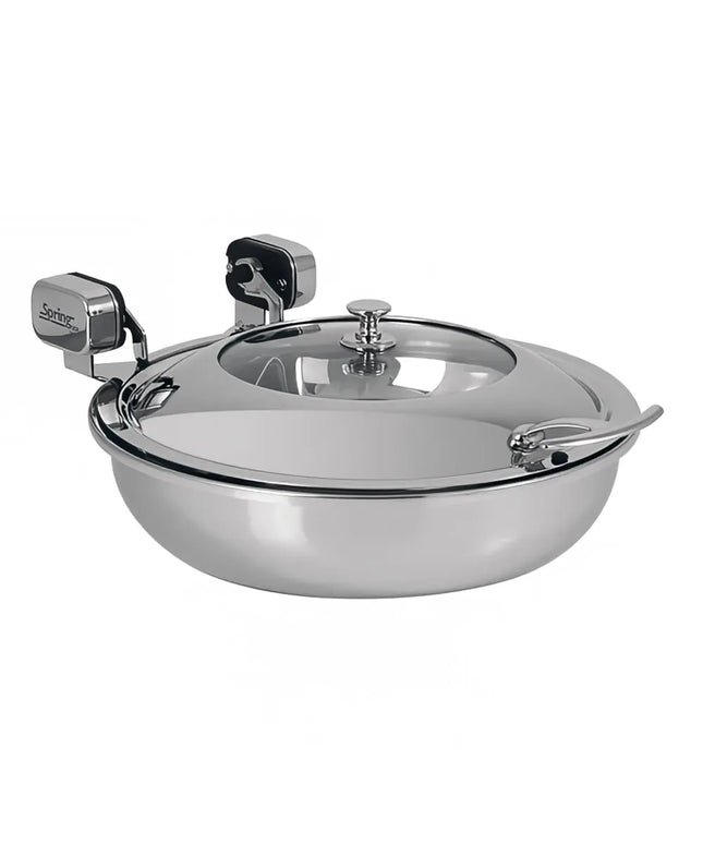 Spring USA 2472-6/36 1 1/4 qt Round Induction Chafer - Glass Top, Stainless Steel w/ Chrome Accents