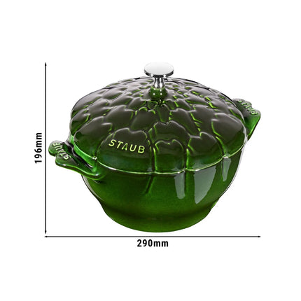 STAUB | Artichoke Cocotte Enamelled Cast Iron Casserole Dish – Ø 220 mm – Basil Green