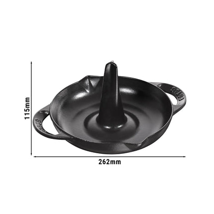 STAUB | Cast Iron Chicken Roaster – Ø 24 cm - Black - Dual Pour Spouts, Oven to 260°C