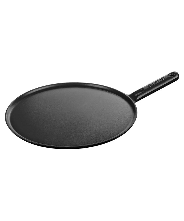 STAUB| Cast Iron Crêpe Pan, Wooden Handle – Ø 30 cm - Black, Includes Spreader & Spatula