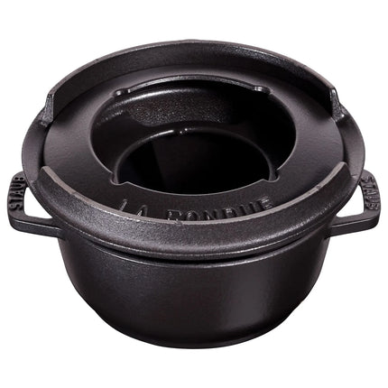 STAUB | Cast Iron Fondue Set – Ø 16 cm - Black - 4 Forks, Burner, Board