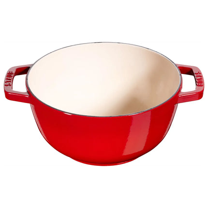 STAUB | Cast Iron Fondue Set – Ø 18 cm - Cherry Red - 6 Forks, Burner, Board