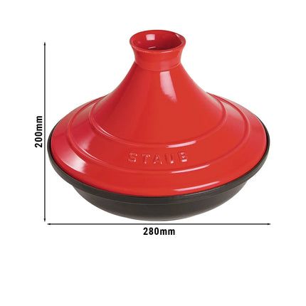 STAUB | Cast Iron Tajine – Ø 28 cm - Cherry Red - Matte Black Interior, Oven to 240°C