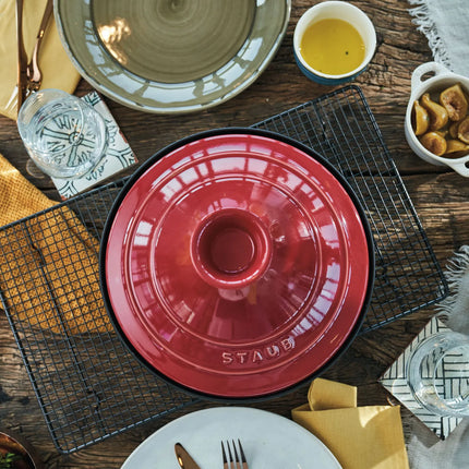 STAUB | Cast Iron Tajine – Ø 28 cm - Cherry Red - Matte Black Interior, Oven to 240°C