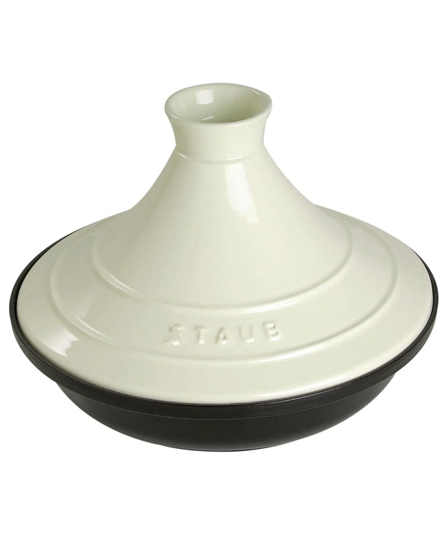 STAUB | Cast Iron Tajine – Ø 28 cm - Cream - Matte Black Interior, Oven to 260°C