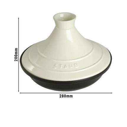 STAUB | Cast Iron Tajine – Ø 28 cm - Cream - Matte Black Interior, Oven to 260°C