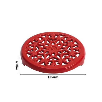 STAUB | Cast Iron Trivet Pot Stand – Lily Design - Ø230 mm - Cherry Red