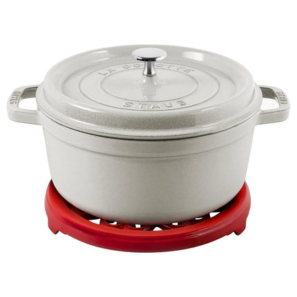 STAUB | Cast Iron Trivet Pot Stand – Lily Design - Ø230 mm - Cherry Red
