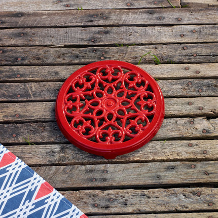 STAUB | Cast Iron Trivet Pot Stand – Lily Design - Ø230 mm - Cherry Red
