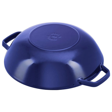 STAUB | Cast Iron Wok Pan with Glass Lid – Ø 30 cm - Dark Blue - All Hobs + Oven