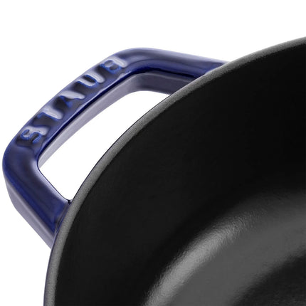 STAUB | Cast Iron Wok Pan with Glass Lid – Ø 30 cm - Dark Blue - All Hobs + Oven