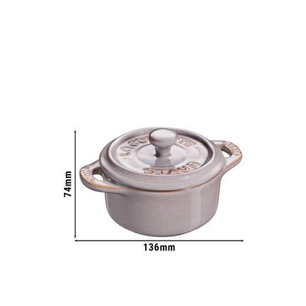 STAUB| Ceramic Mini Cocotte, Round – Antique Grey - Ø 100 mm - Enamelled