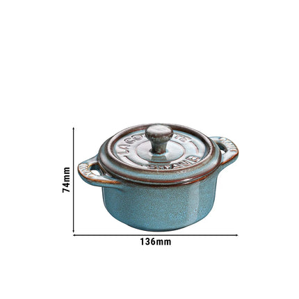 STAUB| Ceramic Mini Cocotte, Round – Antique Turquoise - Ø 100 mm