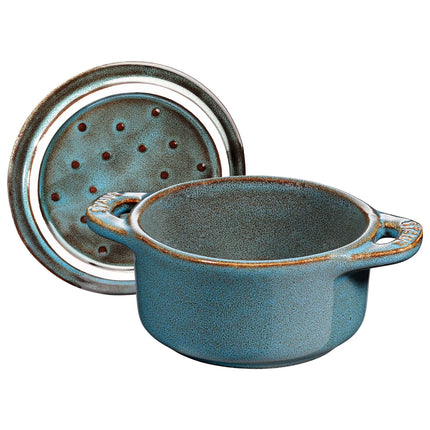 STAUB| Ceramic Mini Cocotte, Round – Antique Turquoise - Ø 100 mm