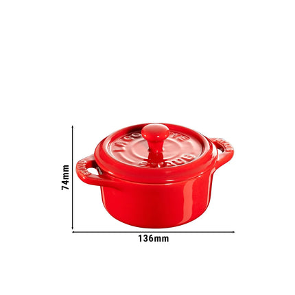STAUB| Ceramic Mini Cocotte, Round – Cherry Red - Ø 100 mm - Oven & Dishwasher Safe