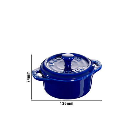STAUB| Ceramic Mini Cocotte, Round – Dark Blue - Ø 100 mm - Oven-Safe, All Hobs