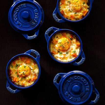 STAUB| Ceramic Mini Cocotte, Round – Dark Blue - Ø 100 mm - Oven-Safe, All Hobs