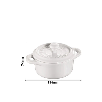 STAUB| Ceramic Mini Cocotte, Round – White - Ø 100 mm - Enamelled - Induction-Compatible