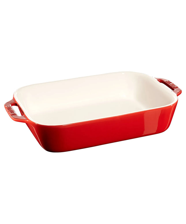 STAUB| Ceramic Rectangular Baking Dish – Cherry Red - 270×200 mm - Ergonomic Handles