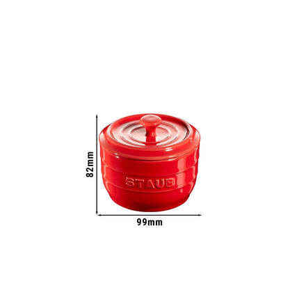 STAUB| Ceramic Salt Cellar – Cherry Red - 0.25 L - Bamboo Spoon Included