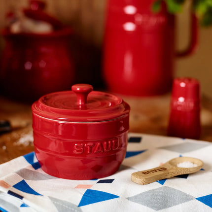 STAUB| Ceramic Salt Cellar – Cherry Red - 0.25 L - Bamboo Spoon Included