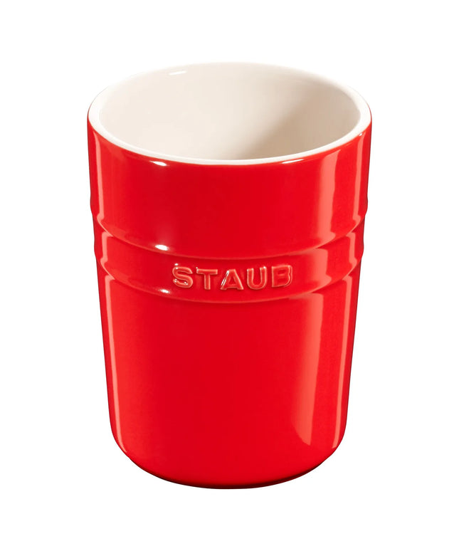STAUB| Ceramic Utensil Holder – Cherry Red - Ø 110 mm - With Silicone Mat