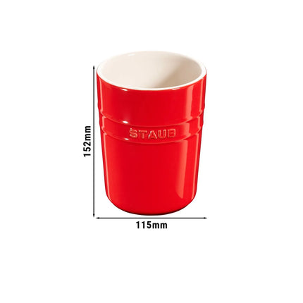 STAUB| Ceramic Utensil Holder – Cherry Red - Ø 110 mm - With Silicone Mat