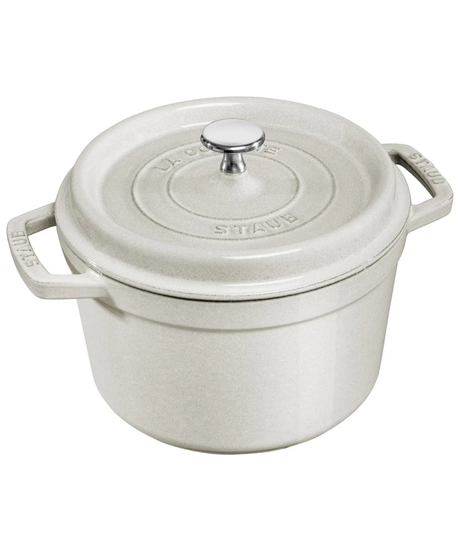 STAUB | Cocotte Deep Enamelled Cast Iron Casserole Dish – Ø 240 mm – White Truffle