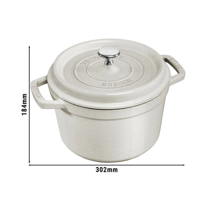 STAUB | Cocotte Deep Enamelled Cast Iron Casserole Dish – Ø 240 mm – White Truffle