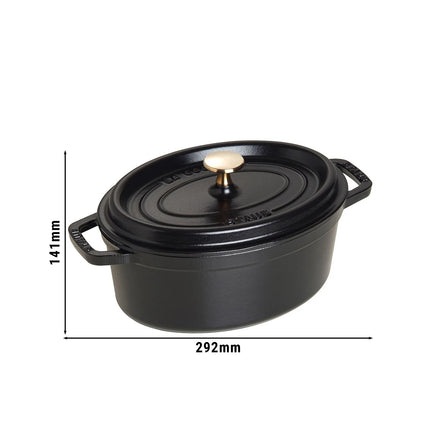 STAUB | Cocotte Oval Enamelled Cast Iron Casserole Dish – 230 mm Oval – Black